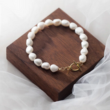 925 Silver Freshwater Baroque Pearl Charm Bracelet for Women