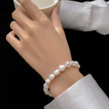 925 Silver Freshwater Baroque Pearl Charm Bracelet for Women