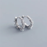 925 Silver Punk Rock Ear Buckle Pave Zircon Circle Earrings