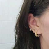 925 Silver Punk Rock Ear Buckle Pave Zircon Circle Earrings