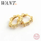 925 Silver Punk Rock Ear Buckle Pave Zircon Circle Earrings