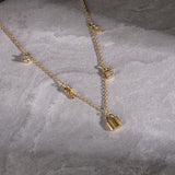 925 Silver Punk Rock Zircon Lock Key Chain Charm Necklace for Women