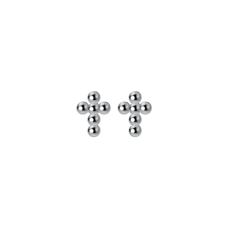 925 Silver Religious Cross Stud Earrings for Women