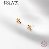 925 Silver Religious Cross Stud Earrings for Women