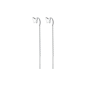 925 Silver Butterfly Tassel Ear Line Earrings for Women