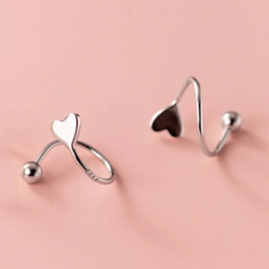 925 Silver Rotating Heart Studs for Women