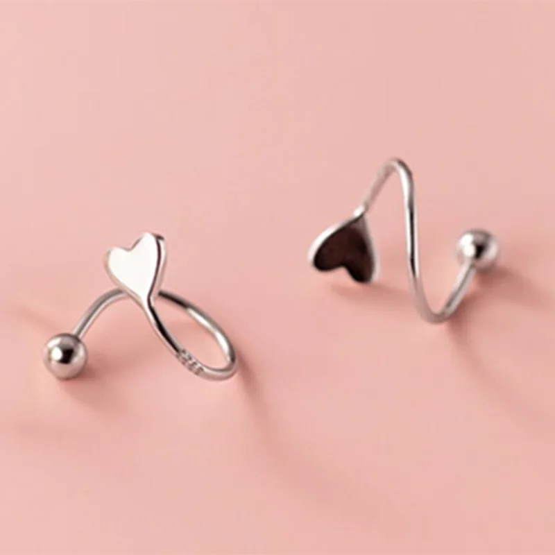 925 Silver Rotating Heart Studs for Women