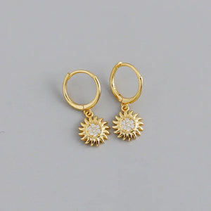 925 Silver Zircon Sunflower Stud Earrings for Women