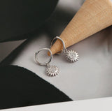 925 Silver Zircon Sunflower Stud Earrings for Women