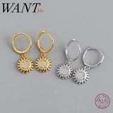 925 Silver Zircon Sunflower Stud Earrings for Women