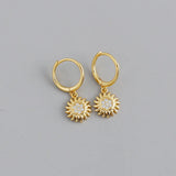 925 Silver Zircon Sunflower Stud Earrings for Women