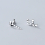 925 Silver Zircon Star Moon Stud Earrings for Women Party Piercing