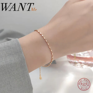 925 Silver Geometric Cuban Chain Bracelet for Women