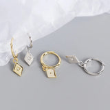 925 Silver Geometric Zircon Stud Earrings for Women Bohemian Party Jewelry