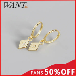 925 Silver Geometric Zircon Stud Earrings for Women Bohemian Party Jewelry
