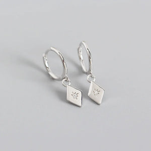 925 Silver Geometric Zircon Stud Earrings for Women Bohemian Party Jewelry