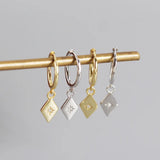 925 Silver Geometric Zircon Stud Earrings for Women Bohemian Party Jewelry