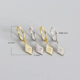 925 Silver Geometric Zircon Stud Earrings for Women Bohemian Party Jewelry