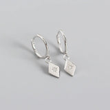 925 Silver Geometric Zircon Stud Earrings for Women Bohemian Party Jewelry