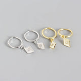 925 Silver Geometric Zircon Stud Earrings for Women Bohemian Party Jewelry
