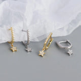 925 Silver Goth Buckle Star Earrings