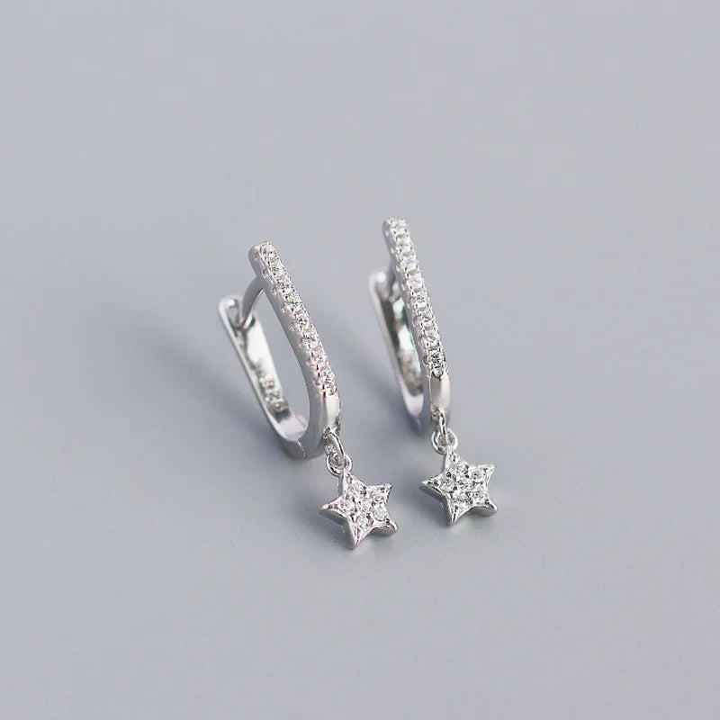 925 Silver Goth Buckle Star Earrings