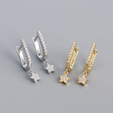 925 Silver Goth Buckle Star Earrings