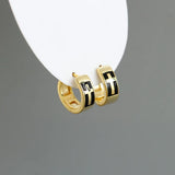 925 Sterling Silver Vintage Drip Oil Gothic Cross Ear Buckle Earrings