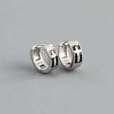925 Sterling Silver Vintage Drip Oil Gothic Cross Ear Buckle Earrings