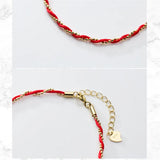 Minimalist Bead Wave Wrap Red Rope Charm Bracelet 925 Sterling Silver