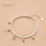 S925 Baroque Pearl Bell Charm Bracelet for Women