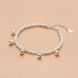 S925 Baroque Pearl Bell Charm Bracelet for Women