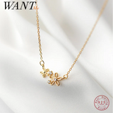 925 Silver Flower Clavicle Pendant Necklace Romantic Jewelry