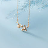 925 Silver Flower Clavicle Pendant Necklace Romantic Jewelry