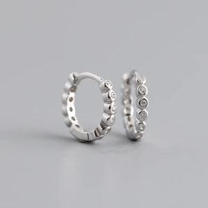 925 Silver 8.5mm Zircon Circle Stud Earrings