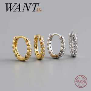 925 Silver 8.5mm Zircon Circle Stud Earrings