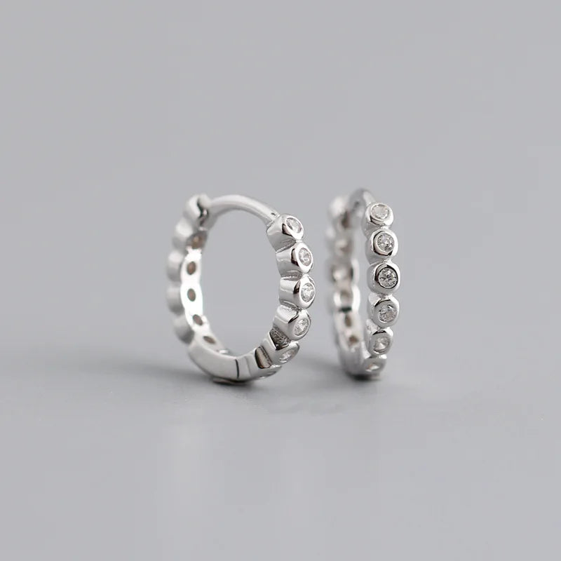 925 Silver 8.5mm Zircon Circle Stud Earrings