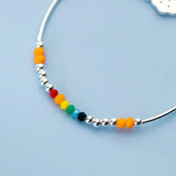 Rainbow Bangle 925 Sterling Silver Charm Bracelet for Women