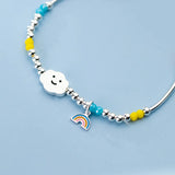 Rainbow Bangle 925 Sterling Silver Charm Bracelet for Women