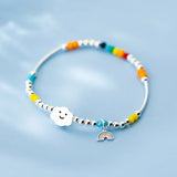 Rainbow Bangle 925 Sterling Silver Charm Bracelet for Women