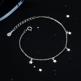 Star Charm Bracelet 925 Sterling Silver Cuban Chain Bangle Women's Jewelry Gift