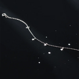 Star Charm Bracelet 925 Sterling Silver Cuban Chain Bangle Women's Jewelry Gift