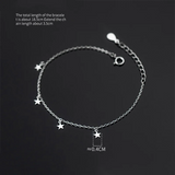 Star Charm Bracelet 925 Sterling Silver Cuban Chain Bangle Women's Jewelry Gift