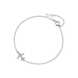 925 Silver Aircraft Bracelet Zircon Charm Airplane Bangle