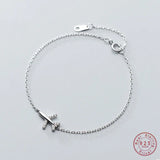 925 Silver Aircraft Bracelet Zircon Charm Airplane Bangle
