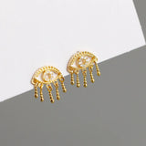 Demon Eye Tassel Stud Earrings 925 Sterling Silver Bohemia Accessories