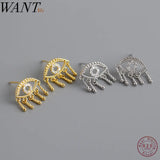 Demon Eye Tassel Stud Earrings 925 Sterling Silver Bohemia Accessories