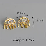Demon Eye Tassel Stud Earrings 925 Sterling Silver Bohemia Accessories