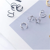 Minimalist Double Ear Cuff Clip-On Earrings 925 Sterling Silver