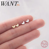 925 Sterling Silver Mini Love Heart Stud Earrings for Women